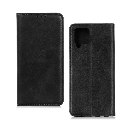 Leather Flip Cover with Internal Pocket For Samsung Galaxy A12 Black